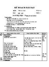 Giáo án Tiếng Việt Lớp 1 - Bài on - an - Năm học 2014-2015